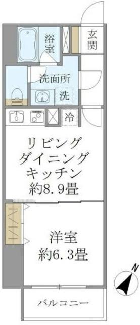 SS.フラット神楽坂サウス(1LDK/6階)の間取り写真