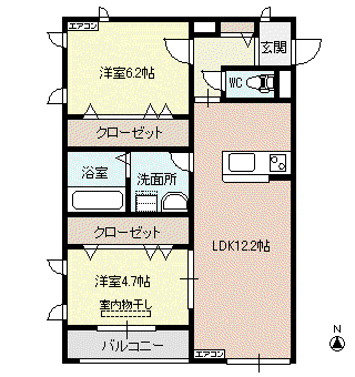 ジラソーレM(2LDK/3階)の間取り写真