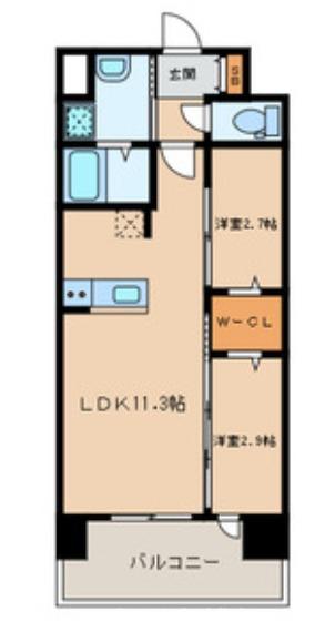 モダンパラッツォ姪浜AVENUE(2LDK/8階)の間取り写真
