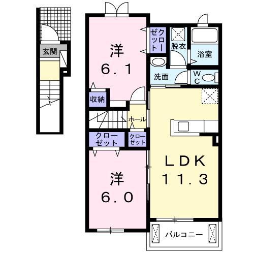 サニー・ガーデン 202(2LDK/2階)の間取り写真