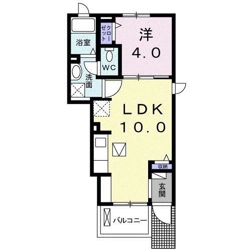 シャーンス(1LDK/1階)の間取り写真