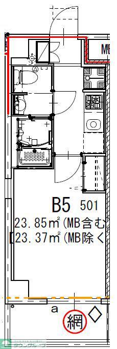 GENOVIA船橋(1K/5階)の間取り写真