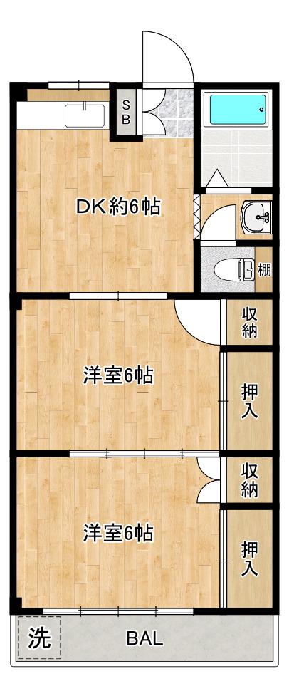 コーポ五月(2DK/1階)の間取り写真