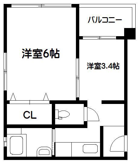 東洋ビル(1DK/4階)の間取り写真