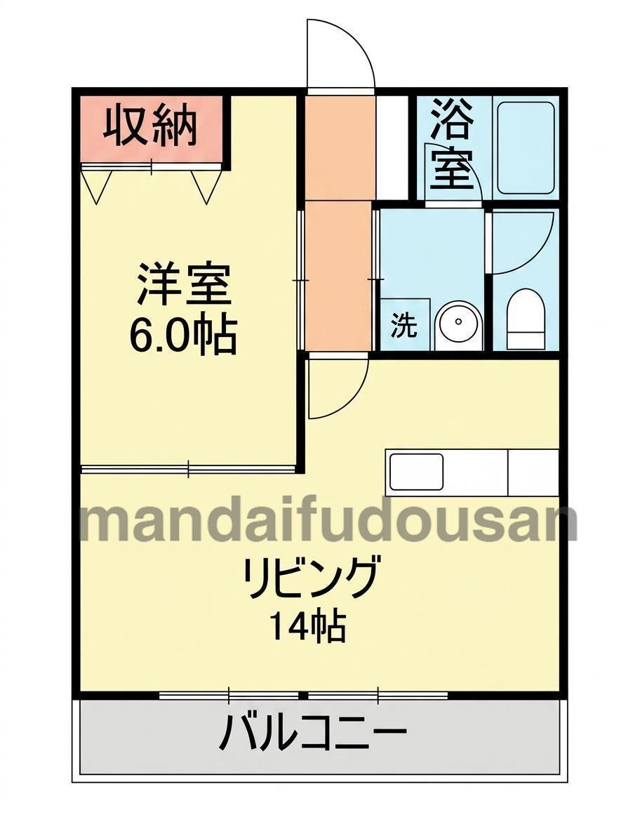 金田マンションゆきら(1LDK/2階)の間取り写真
