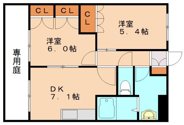 CENTURY椿A(2DK/1階)の間取り写真