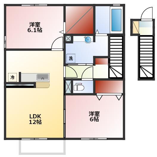 D-ROOM B(2LDK/2階)の間取り写真