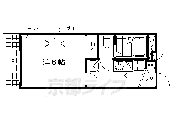 レオパレス西七条(1K/1階)の間取り写真