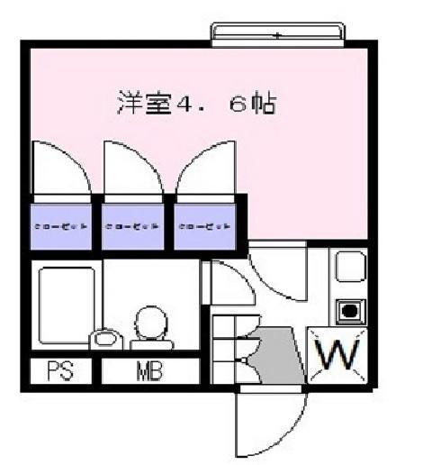 グリーンコートユアサ(1K/2階)の間取り写真