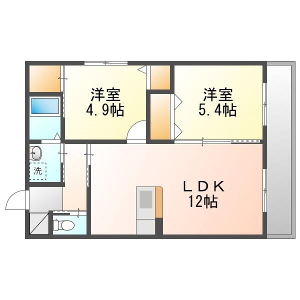 A-HOUSE(2LDK/2階)の間取り写真