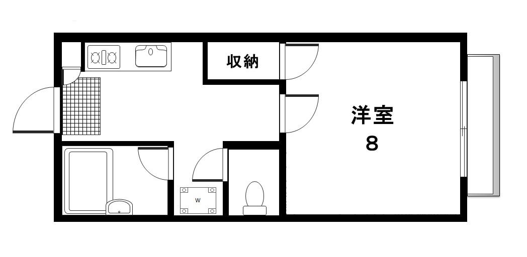 メゾンシェール(1K/1階)の間取り写真