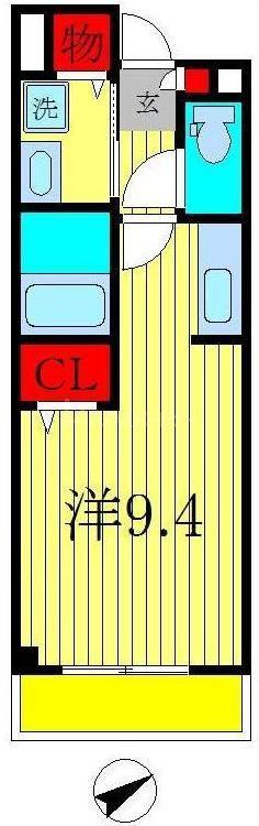 サニーヒルズII(ワンルーム/2階)の間取り写真