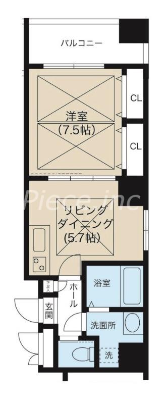 ノルデンハイム江坂Ⅲ(1DK/11階)の間取り写真