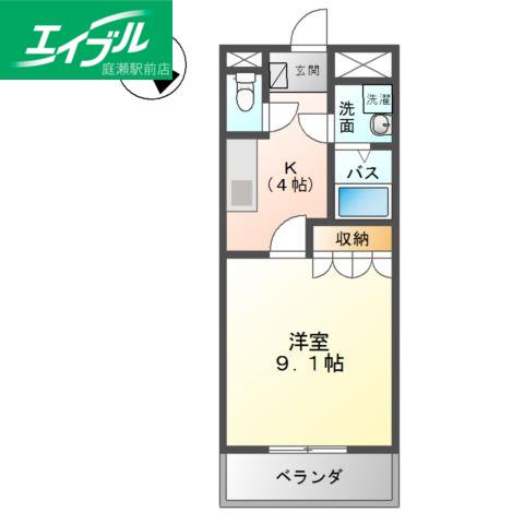 ルナ・アルカディア参番館(1K/2階)の間取り写真