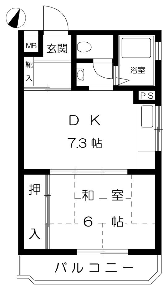 ポート六甲(1DK/3階)の間取り写真