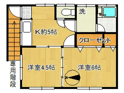 植竹ハイツ(2K/2階)の間取り写真