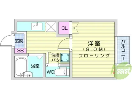 サングレート鈎取A棟(1K/2階)の間取り写真