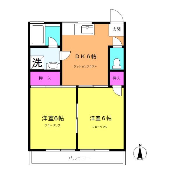 コーポフレッシュ(2DK/2階)の間取り写真