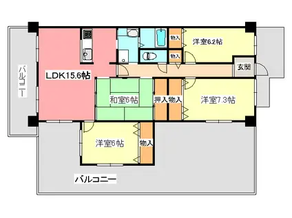 南海サウスヒルズ松ヶ丘(4LDK/7階)の間取り写真