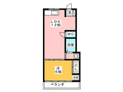 カーサ篠田(1LDK/3階)の間取り写真
