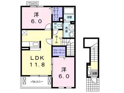 PRATCRIA小鯖A(2LDK/2階)の間取り写真