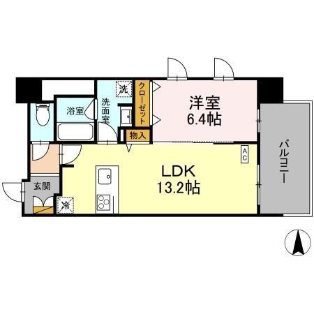 THE REJUVEPORT KISARAZU(1LDK/9階)の間取り写真