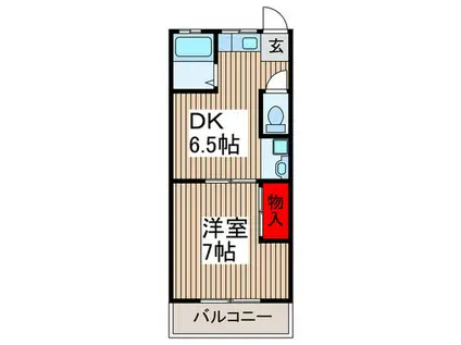 第一山下コーポ(1DK/2階)の間取り写真