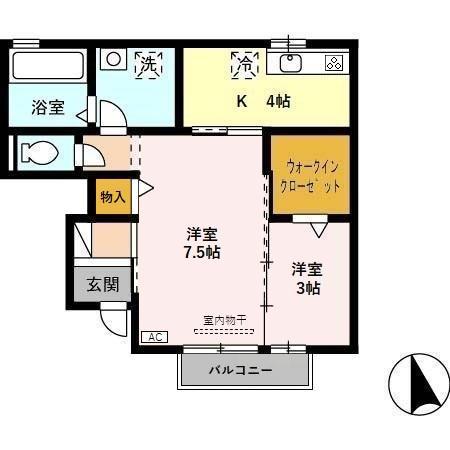 ロゼッリーナ6(2K/1階)の間取り写真