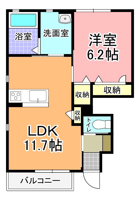 グランバル(1LDK/1階)の間取り写真