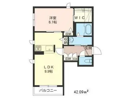 メゾン ハイブリッジ(1LDK/2階)の間取り写真