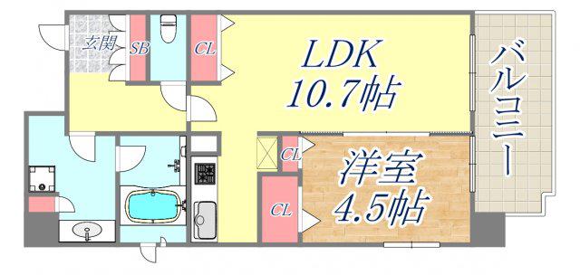 フルール西宮北口(1LDK/2階)の間取り写真