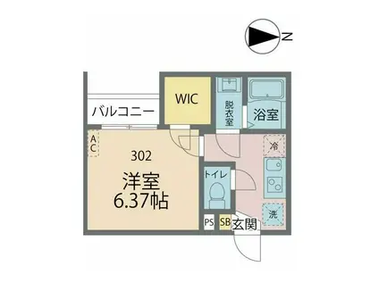 カインドネス海老名II(1K/3階)の間取り写真