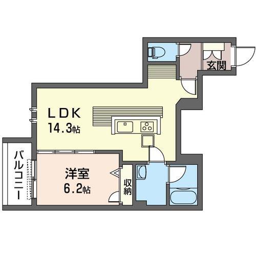 VILLA西央(1LDK/1階)の間取り写真