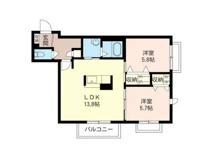 グラメゾンけやき シャーメゾン(2LDK/2階)の間取り写真