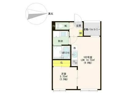 ル・シェール南名古屋(1LDK/1階)の間取り写真