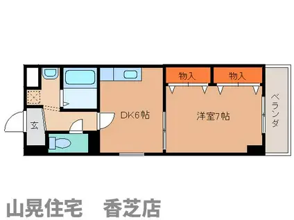 香芝木材弐番館(1DK/3階)の間取り写真