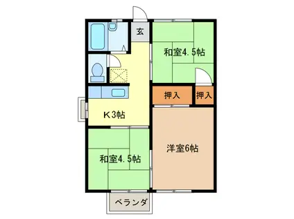 アーバンハイツ高羽(3K/2階)の間取り写真