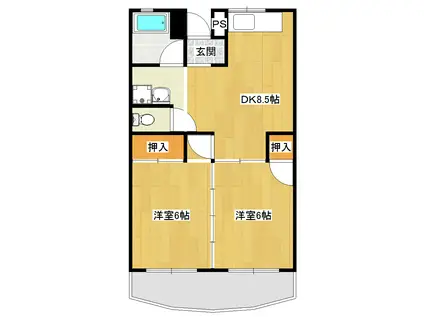 丸山マンション(2DK/1階)の間取り写真