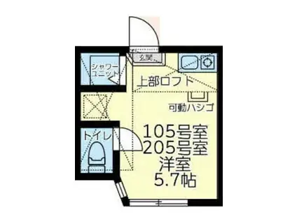 ユナイト中野島アルバトロス(ワンルーム/2階)の間取り写真