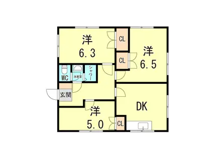 アイユー第三ビル(3DK/3階)の間取り写真