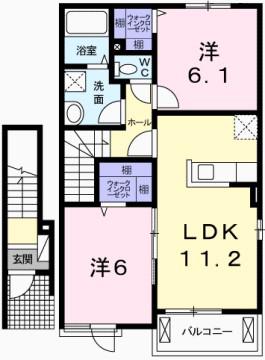 ラフレシールあぼしD(2LDK/2階)の間取り写真