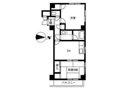 中島ICハイツ(2DK/4階)の間取り写真