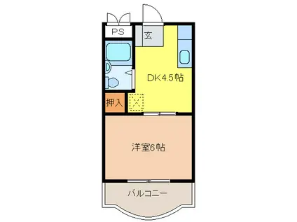 フェリス(1DK/2階)の間取り写真