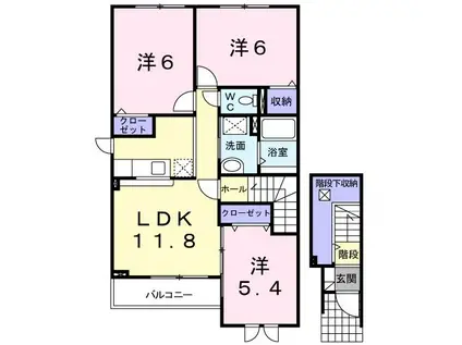 スピアーノI(3LDK/2階)の間取り写真