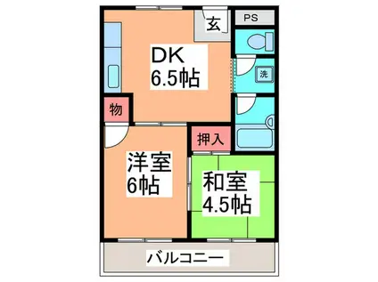 エルム松原(2DK/4階)の間取り写真