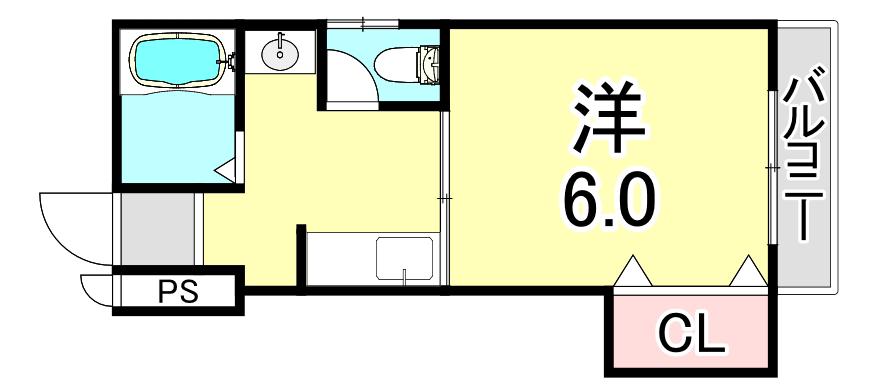 ドミール大黒(1K/4階)の間取り写真