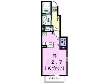 ベリエM(ワンルーム/1階)の間取り写真