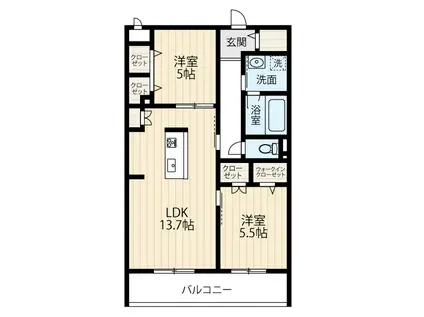 グラン シャテーヌ(2LDK/2階)の間取り写真