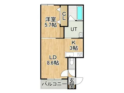 CLARAI クララI(1LDK/3階)の間取り写真