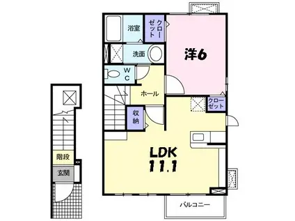 エテルノ・カーサ(1LDK/2階)の間取り写真